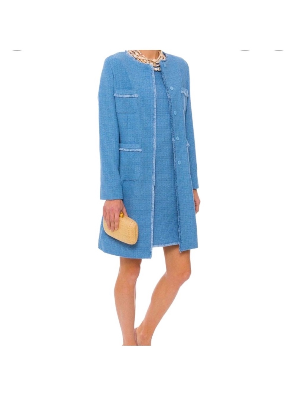 Weekend Max Mara Light Blue Tweed Longline Coat